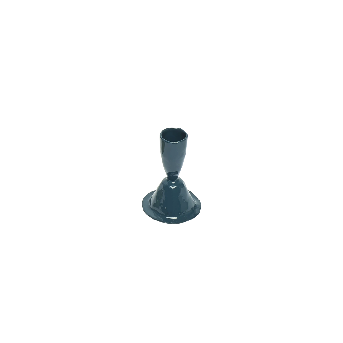 Candle Holder Blue - Sml decorative candle holder, with a distinctive, well-considered design that adds personality to everyday spaces; brings color and height to a table or mantel while giving taper candles a distinctive base. Additional view helps show the profile, scale, and decorative details.