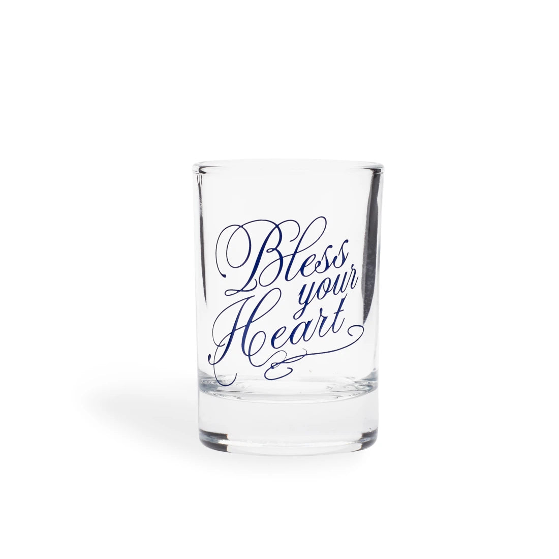 Bless your Heart shot glass, straight-on front view