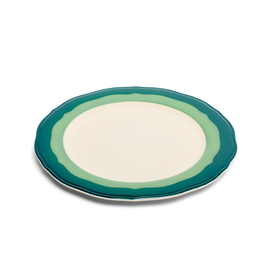 2-tone Scallop - Teal/seagreen - Salad Plate tableware, with a clean, polished finish and distinctive shape or artwork; a useful size for meals, appetizers, desserts, snacks, or layered place settings. Alternate product view shows more of the shape, finish, and design details.