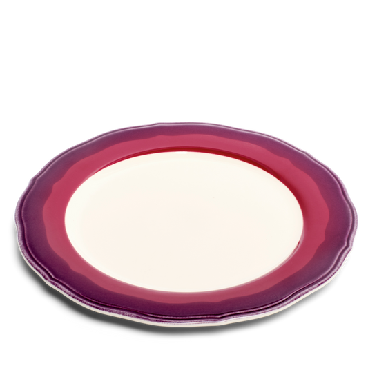 2-tone Scallop - Garnet/beet - Dinner Plate tableware, with a clean, polished finish and distinctive shape or artwork; a useful size for meals, appetizers, desserts, snacks, or layered place settings. Alternate product view shows more of the shape, finish, and design details.