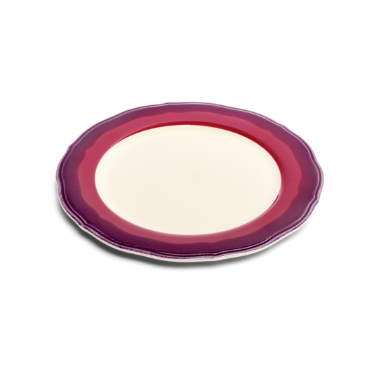 2-tone Scallop - Garnet/beet - Salad Plate tableware, with a clean, polished finish and distinctive shape or artwork; a useful size for meals, appetizers, desserts, snacks, or layered place settings. Alternate product view shows more of the shape, finish, and design details.