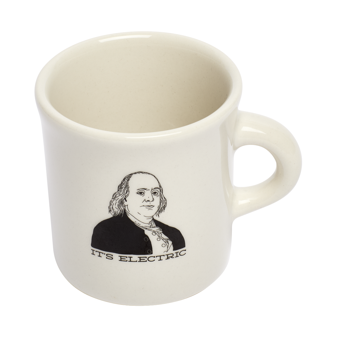 Its Electric Mug ceramic drinkware, with a clean, polished finish and distinctive shape or artwork; a comfortable everyday choice for coffee, tea, cocoa, or desk-side sipping. Additional view helps show the profile, scale, and decorative details.