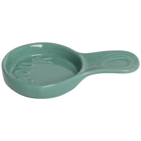 Farmers Market - Spoon Holder - Teal countertop organizer, with a clean, polished finish and distinctive shape or artwork; helps keep utensils, spoons, packets, or small kitchen essentials tidy and easy to reach. Alternate product view shows more of the shape, finish, and design details.