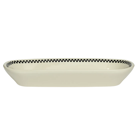 Checkerboard - Celery Tray serving and catchall piece, with a clean, polished finish and distinctive shape or artwork; useful for snacks and small bites, or for organizing jewelry, keys, and countertop essentials. Alternate product view shows more of the shape, finish, and design details.