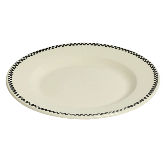 Checkerboard - Main Plate tableware, with a clean, polished finish and distinctive shape or artwork; a useful size for meals, appetizers, desserts, snacks, or layered place settings. Alternate product view shows more of the shape, finish, and design details.