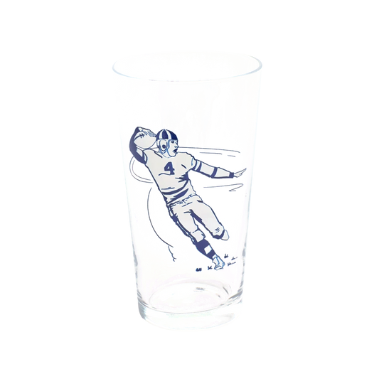 Football Pint Glass generous glassware, with a crisp silhouette and decorative details that stand out on the table; a practical choice for beer, soda, iced tea, or casual entertaining. Alternate product view shows more of the shape, finish, and design details.