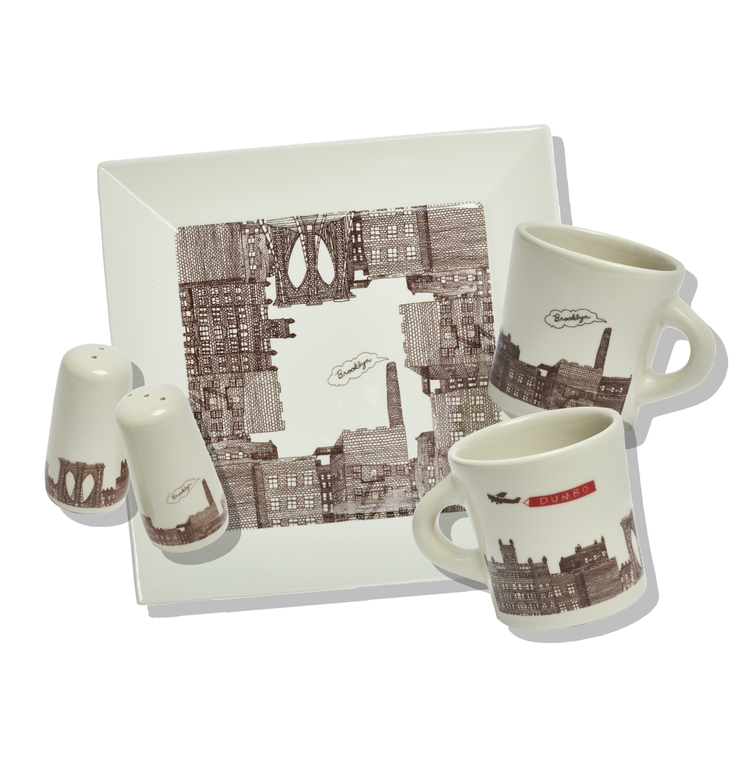 Brooklyn-themed dishes and home goods