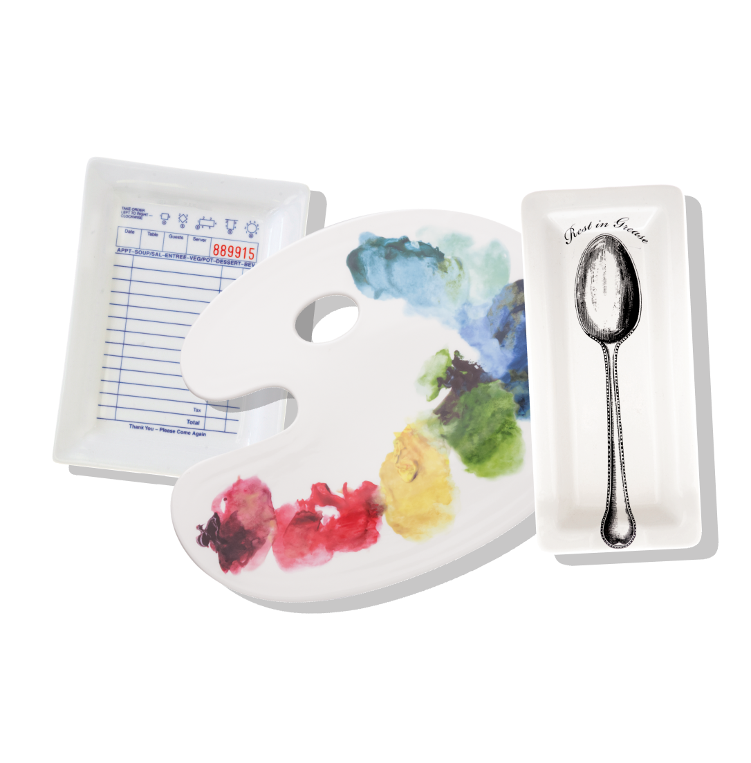 Small novelty trays with witty designs