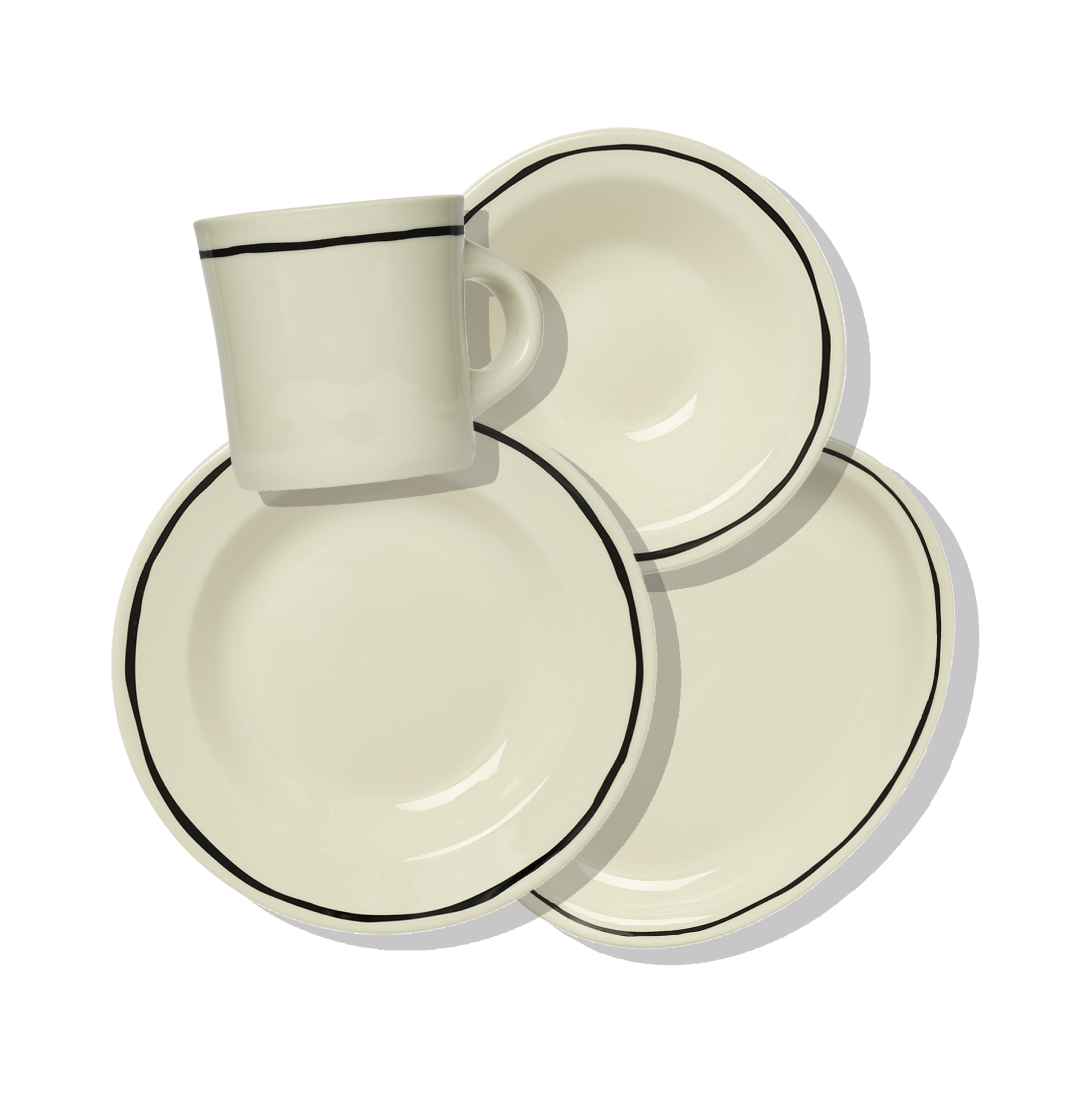 Hand-drawn line art dinnerware
