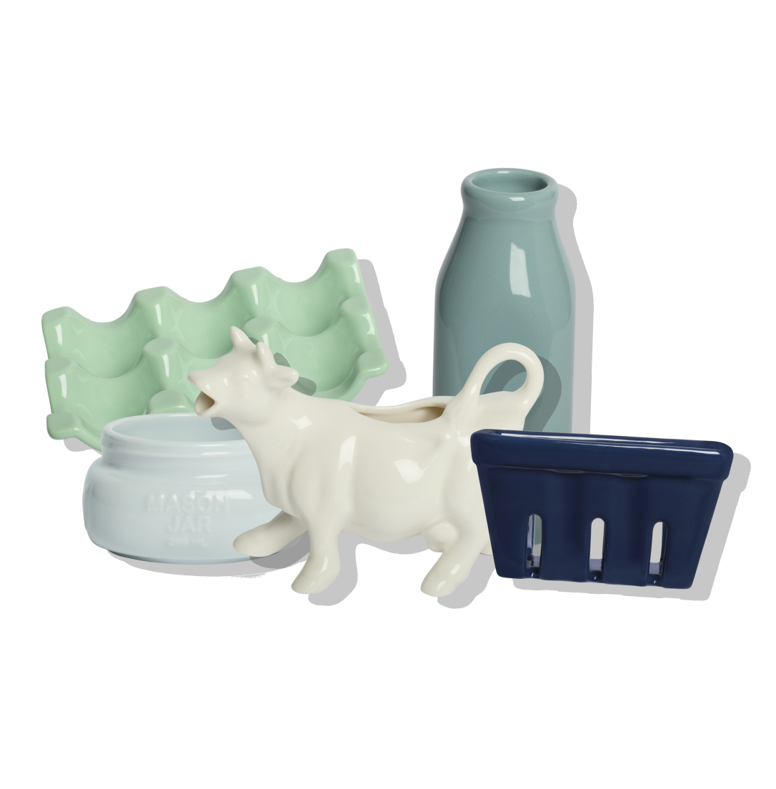 Produce-inspired illustrated dinnerware