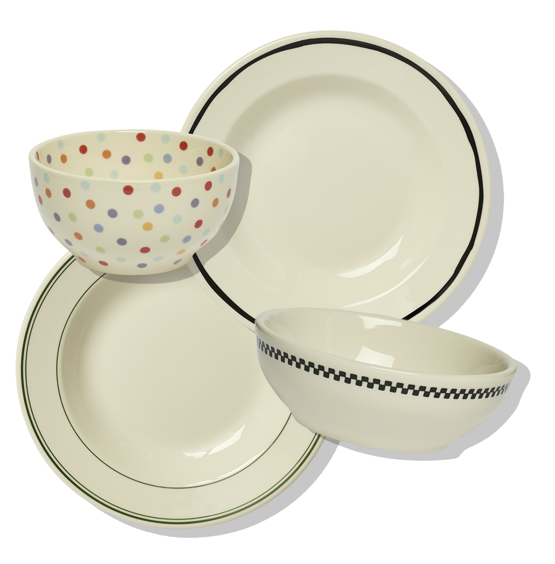 Plates, bowls, and everyday table settings