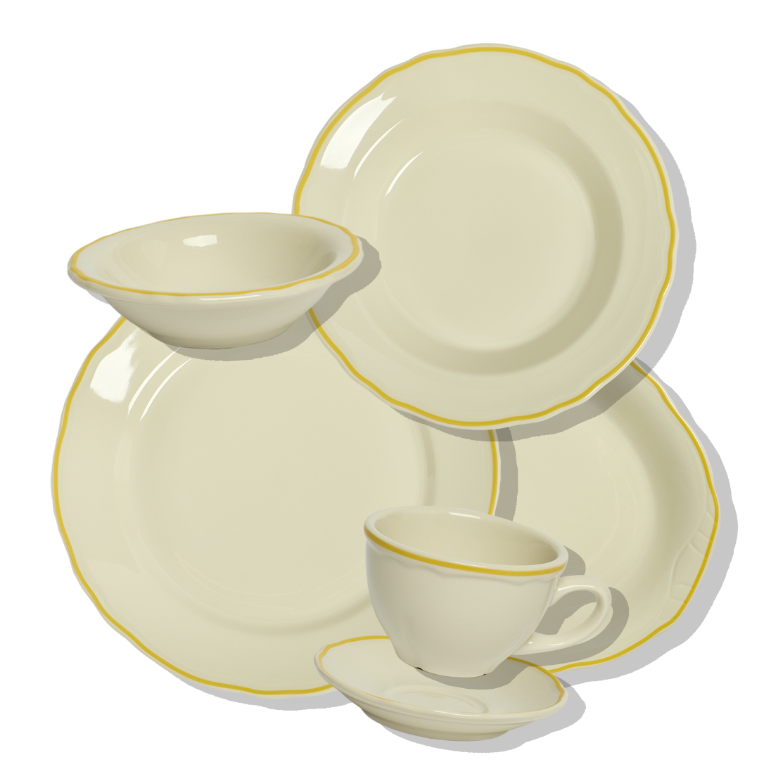 Yellow scalloped edge dinnerware