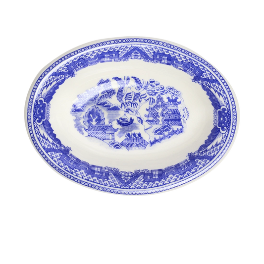 Blue Willow Deep Oval Platter serving ware, with a clean, polished finish and distinctive shape or artwork; a generous centerpiece for appetizers, mains, desserts, or sharing at the table. Primary product view highlights the overall design and proportions.