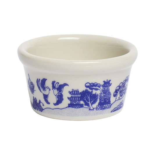 Blue Willow Ramekin versatile tableware, with a clean, polished finish and distinctive shape or artwork; useful for cereal, soup, snacks, sides, desserts, or everyday prep and serving. Alternate product view shows more of the shape, finish, and design details.