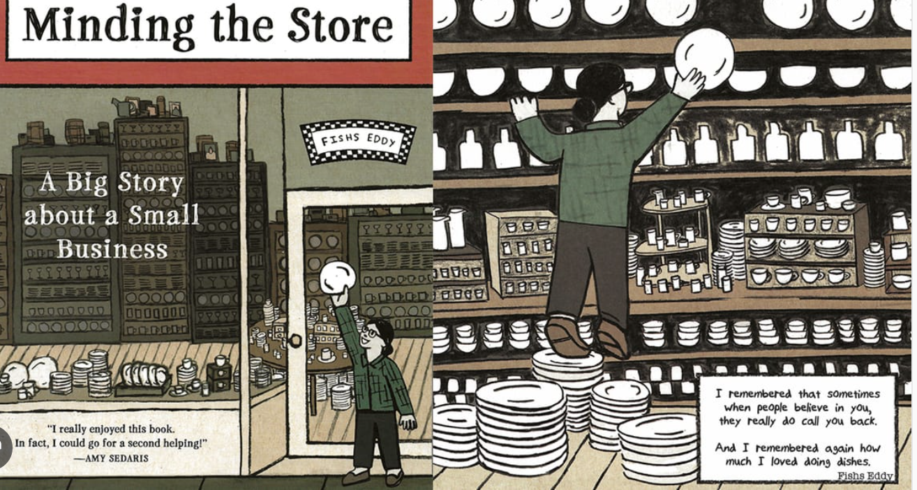 Minding the store cover art image for a video about the founding of Fishs Eddy