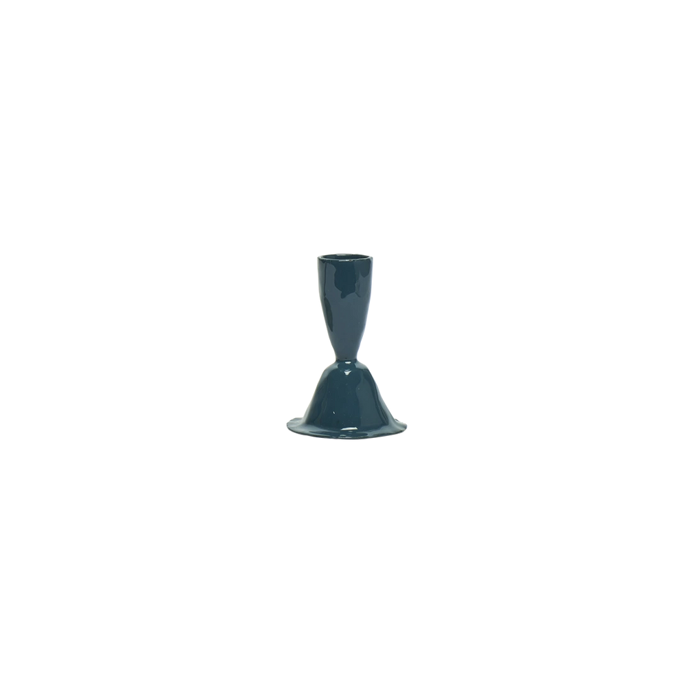 Candle Holder Blue - Sml decorative candle holder, with a distinctive, well-considered design that adds personality to everyday spaces; brings color and height to a table or mantel while giving taper candles a distinctive base. Primary product view highlights the overall design and proportions.