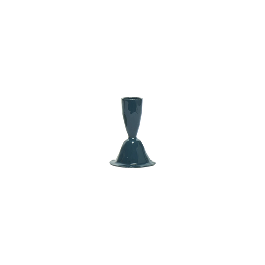Candle Holder Blue - Sml decorative candle holder, with a distinctive, well-considered design that adds personality to everyday spaces; brings color and height to a table or mantel while giving taper candles a distinctive base. Primary product view highlights the overall design and proportions.
