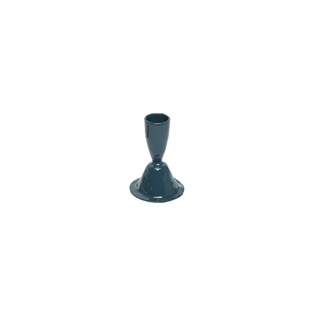 Candle Holder Blue - Sml decorative candle holder, with a distinctive, well-considered design that adds personality to everyday spaces; brings color and height to a table or mantel while giving taper candles a distinctive base.