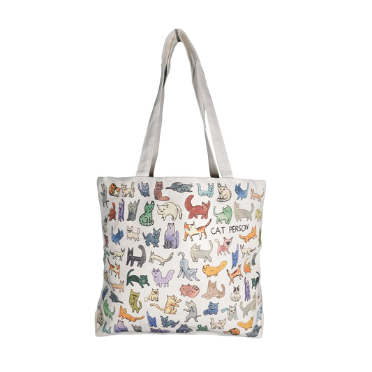 Ben Lenovitz - Cat Person Canvas Tote - Med reusable carryall, with eye-catching graphics or color designed to feel useful as well as expressive; a practical everyday bag for errands, books, groceries, commuting, or gifting. Primary product view highlights the overall design and proportions.