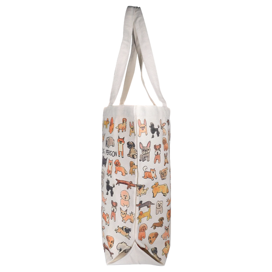 Ben Lenovitz - Dog Person Canvas Tote - Med reusable carryall, with eye-catching graphics or color designed to feel useful as well as expressive; a practical everyday bag for errands, books, groceries, commuting, or gifting. Alternate product view shows more of the shape, finish, and design details.