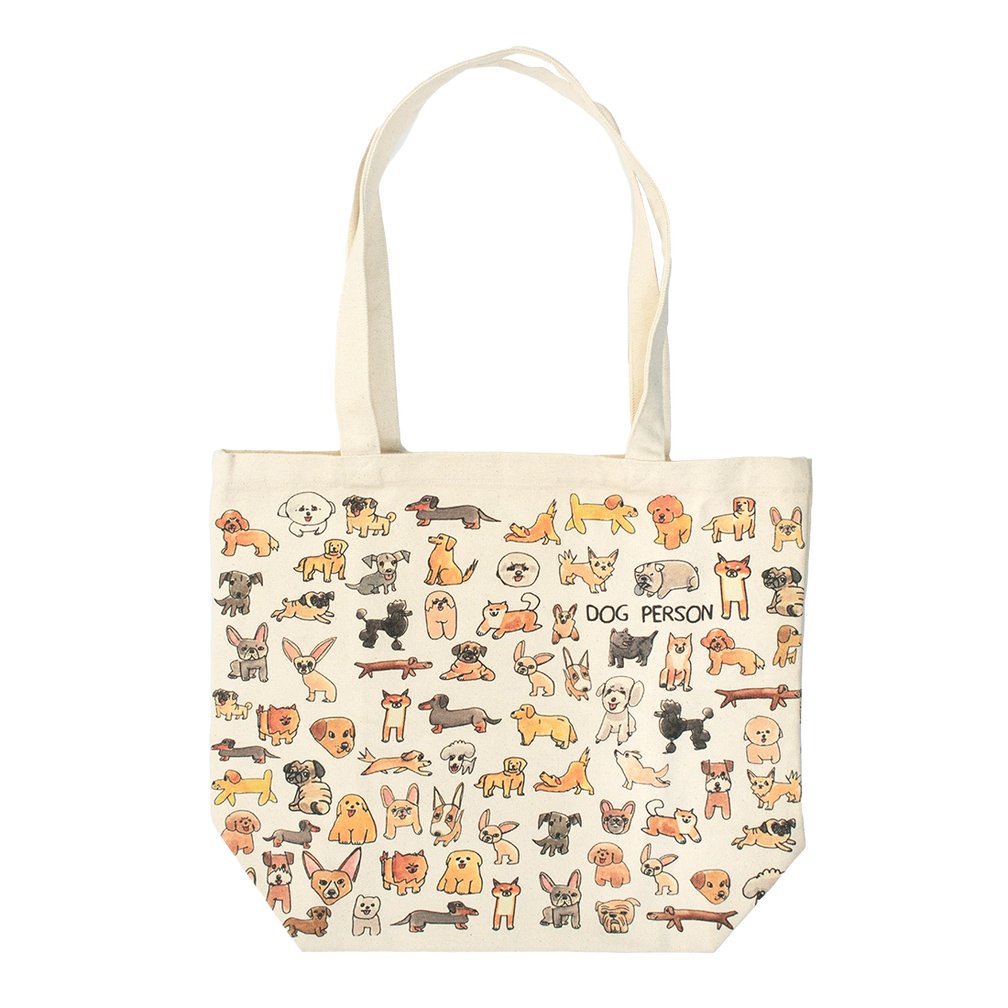 Ben Lenovitz - Dog Person Canvas Tote - Med reusable carryall, with eye-catching graphics or color designed to feel useful as well as expressive; a practical everyday bag for errands, books, groceries, commuting, or gifting. Additional view helps show the profile, scale, and decorative details.