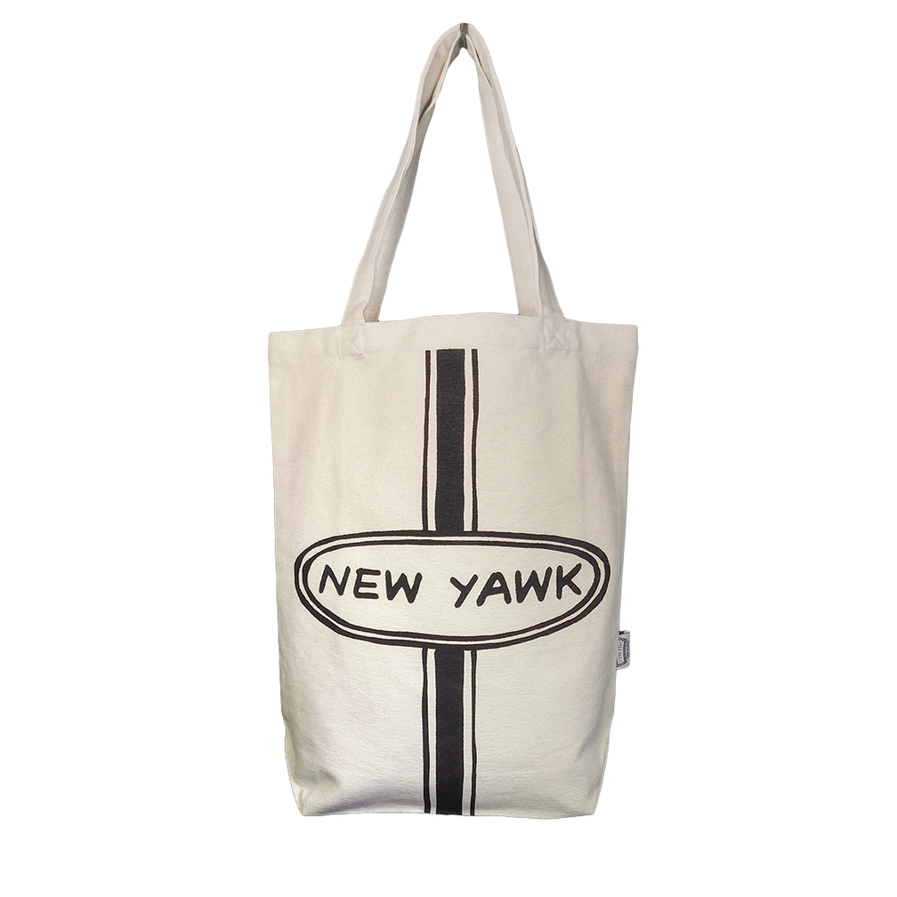 Brooklynese - Medium New Yawk Tote reusable carryall, with eye-catching graphics or color designed to feel useful as well as expressive; a practical everyday bag for errands, books, groceries, commuting, or gifting. Primary product view highlights the overall design and proportions.
