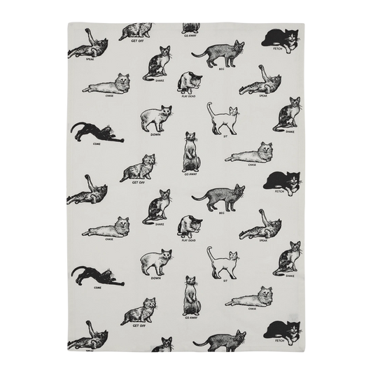 Cat Tricks Tea Towel kitchen textile, with eye-catching graphics or color designed to feel useful as well as expressive; adds useful absorbency and personality for drying hands, handling light kitchen cleanup, or display. Alternate product view shows more of the shape, finish, and design details.