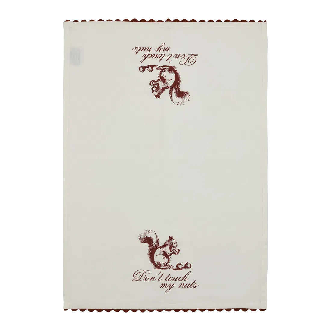 Pleasantries - Don't Touch My Nuts Tea Towel kitchen textile, with eye-catching graphics or color designed to feel useful as well as expressive; adds useful absorbency and personality for drying hands, handling light kitchen cleanup, or display.