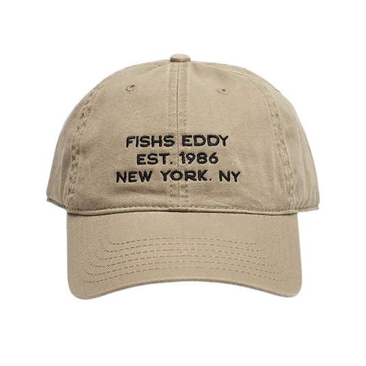 Dad Hat - EST 1986 - Dark Khaki casual cap, with eye-catching graphics or color designed to feel useful as well as expressive; a practical finishing piece for everyday wear, sun coverage, and an easy pop of Fishs Eddy character. Primary product view highlights the overall design and proportions.