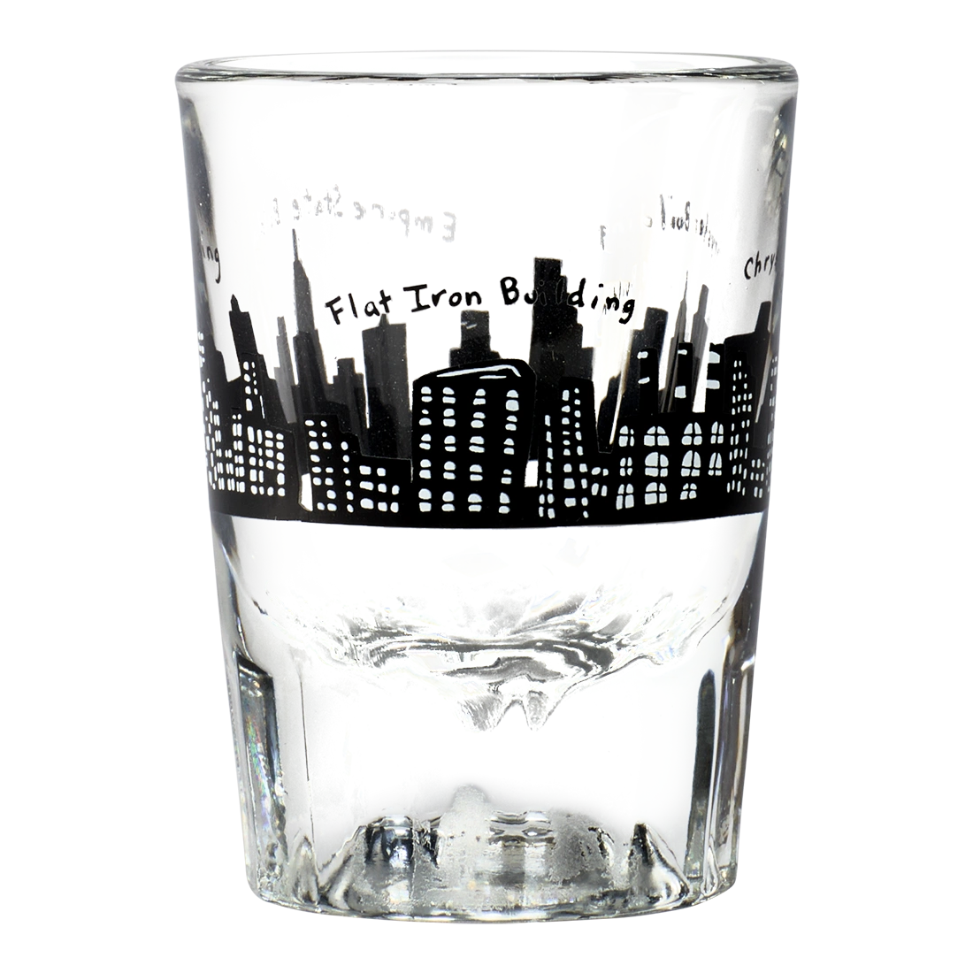 212 Skyline - Shot Glass compact glassware, with a crisp silhouette and decorative details that stand out on the table; a playful, space-saving piece for shots, tasting pours, or bar-cart display. Primary product view highlights the overall design and proportions.