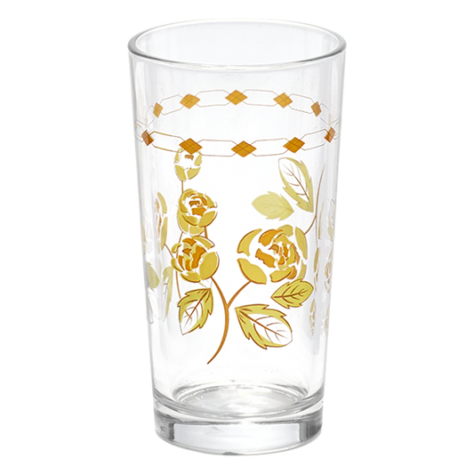 Wine Glass Yellow stemmed glassware, with a crisp silhouette and decorative details that stand out on the table; a colorful way to serve wine or sparkling drinks while adding personality to the table. Alternate product view shows more of the shape, finish, and design details.
