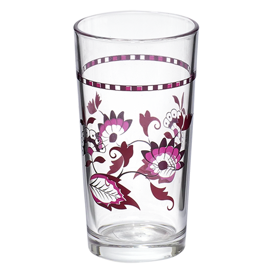 Wine Glass Pink stemmed glassware, with a crisp silhouette and decorative details that stand out on the table; a colorful way to serve wine or sparkling drinks while adding personality to the table. Alternate product view shows more of the shape, finish, and design details.