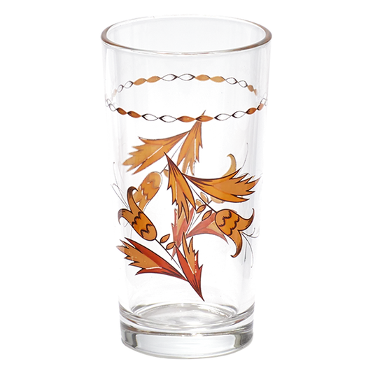 Wine Glass Orange stemmed glassware, with a crisp silhouette and decorative details that stand out on the table; a colorful way to serve wine or sparkling drinks while adding personality to the table. Alternate product view shows more of the shape, finish, and design details.