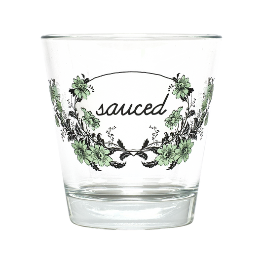 Influence - Sauced Tumbler decorative glassware, with a crisp silhouette and decorative details that stand out on the table; versatile for water, cocktails, juice, or building a more expressive glassware mix. Primary product view highlights the overall design and proportions.