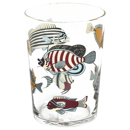 Museum Fish Tumbler decorative glassware, with a crisp silhouette and decorative details that stand out on the table; versatile for water, cocktails, juice, or building a more expressive glassware mix. Alternate product view shows more of the shape, finish, and design details.