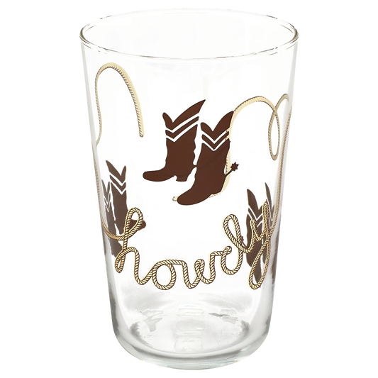 Cowboy Boots Tumbler decorative glassware, with a crisp silhouette and decorative details that stand out on the table; versatile for water, cocktails, juice, or building a more expressive glassware mix. Alternate product view shows more of the shape, finish, and design details.