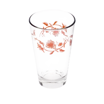 Vintage Flower Juice Glass compact glassware, with a crisp silhouette and decorative details that stand out on the table; an easy everyday size for juice, water, small cocktails, or breakfast service. Additional view helps show the profile, scale, and decorative details.