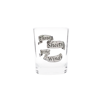 Three Sheets to the Wind Shot Glass compact glassware, with a crisp silhouette and decorative details that stand out on the table; a playful, space-saving piece for shots, tasting pours, or bar-cart display. Primary product view highlights the overall design and proportions.