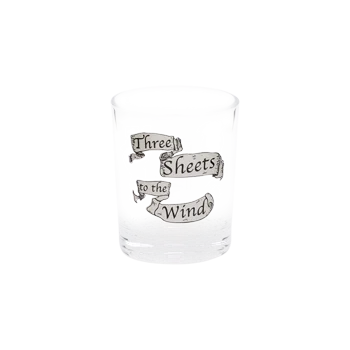 Three Sheets to the Wind Shot Glass compact glassware, with a crisp silhouette and decorative details that stand out on the table; a playful, space-saving piece for shots, tasting pours, or bar-cart display. Alternate product view shows more of the shape, finish, and design details.