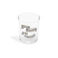 Three Sheets to the Wind shot glass at a slight angle showing the rim