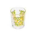 Lemon flower mini lowball glass from above showing the pattern through the glass