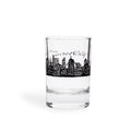 Skyline shot glass, straight-on side view of the black city band