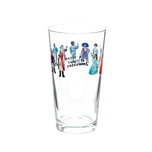 Hamilton - Raise A Glass to Freedom - Pint Glass generous glassware, with a crisp silhouette and decorative details that stand out on the table; a practical choice for beer, soda, iced tea, or casual entertaining. Alternate product view shows more of the shape, finish, and design details.