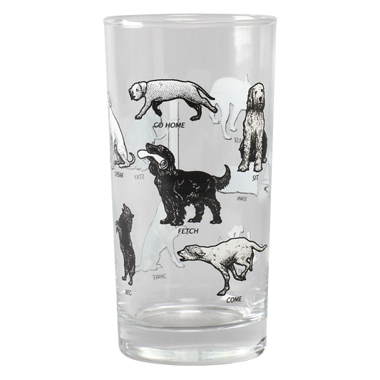 Dog Tricks - Highball Glass tall glassware, with a crisp silhouette and decorative details that stand out on the table; well suited to water, iced drinks, cocktails, and everyday table settings. Primary product view highlights the overall design and proportions.