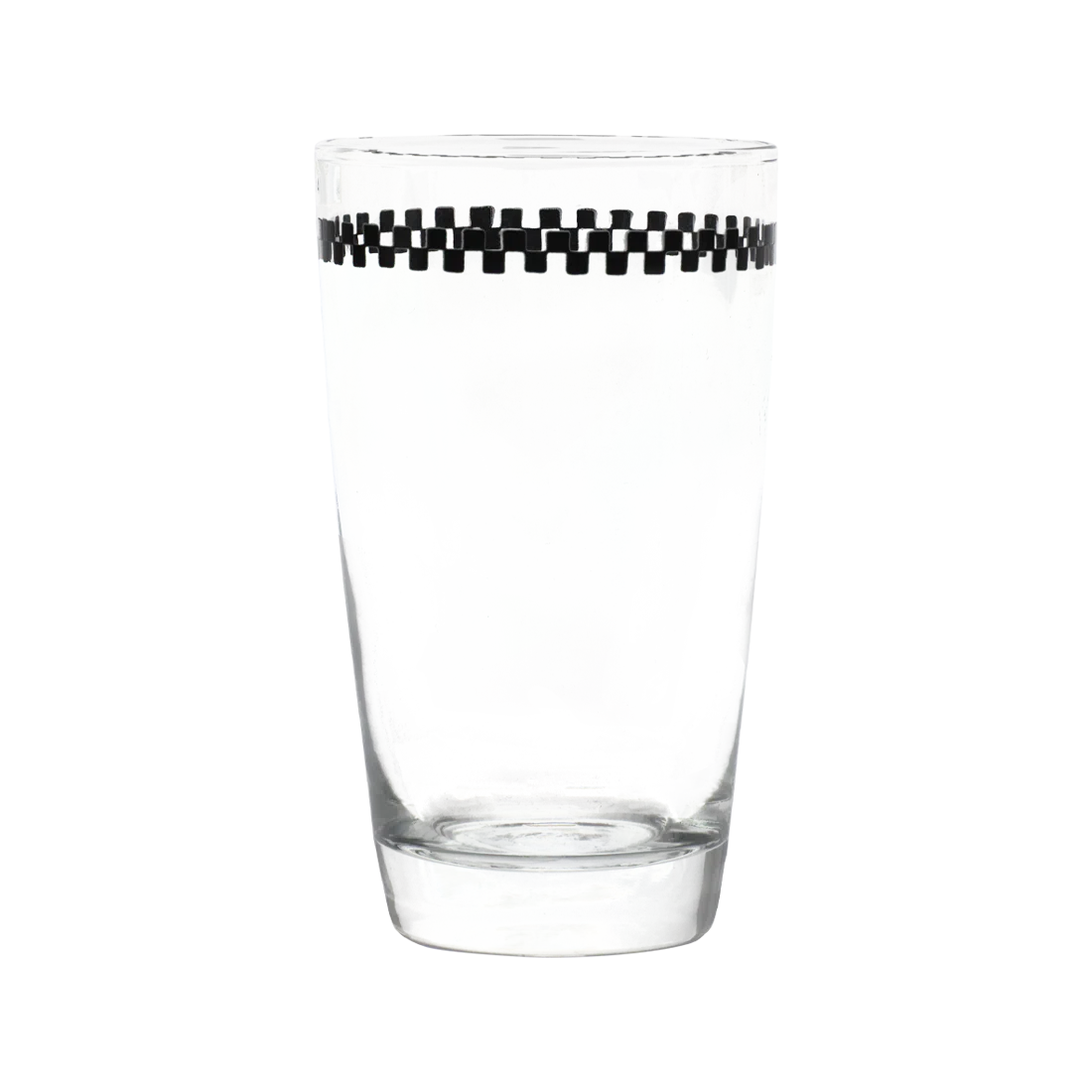 Checkerboard - Juice Glass compact glassware, with a crisp silhouette and decorative details that stand out on the table; an easy everyday size for juice, water, small cocktails, or breakfast service. Primary product view highlights the overall design and proportions.