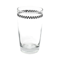Checkerboard - Juice Glass compact glassware, with a crisp silhouette and decorative details that stand out on the table; an easy everyday size for juice, water, small cocktails, or breakfast service. Alternate product view shows more of the shape, finish, and design details.