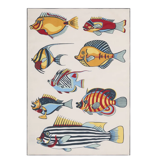 Museum Fish Tea Towel kitchen textile, with eye-catching graphics or color designed to feel useful as well as expressive; adds useful absorbency and personality for drying hands, handling light kitchen cleanup, or display. Alternate product view shows more of the shape, finish, and design details.