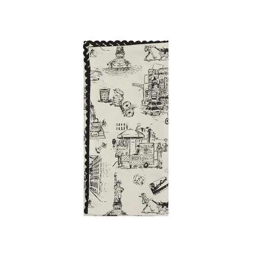 NYC Toile Tea Towel kitchen textile, with eye-catching graphics or color designed to feel useful as well as expressive; adds useful absorbency and personality for drying hands, handling light kitchen cleanup, or display. Primary product view highlights the overall design and proportions.