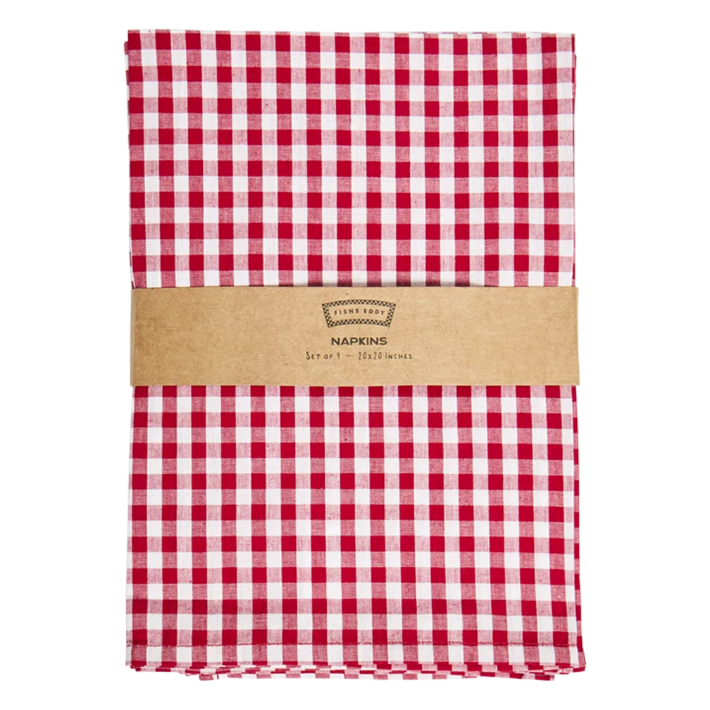 4pk Gingham Napkins - Red table linen, with eye-catching graphics or color designed to feel useful as well as expressive; brings color and pattern to place settings while remaining practical for everyday meals and entertaining. Additional view helps show the profile, scale, and decorative details.