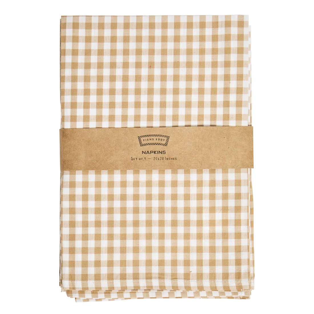 4pk Gingham Napkins - Tan table linen, with eye-catching graphics or color designed to feel useful as well as expressive; brings color and pattern to place settings while remaining practical for everyday meals and entertaining.